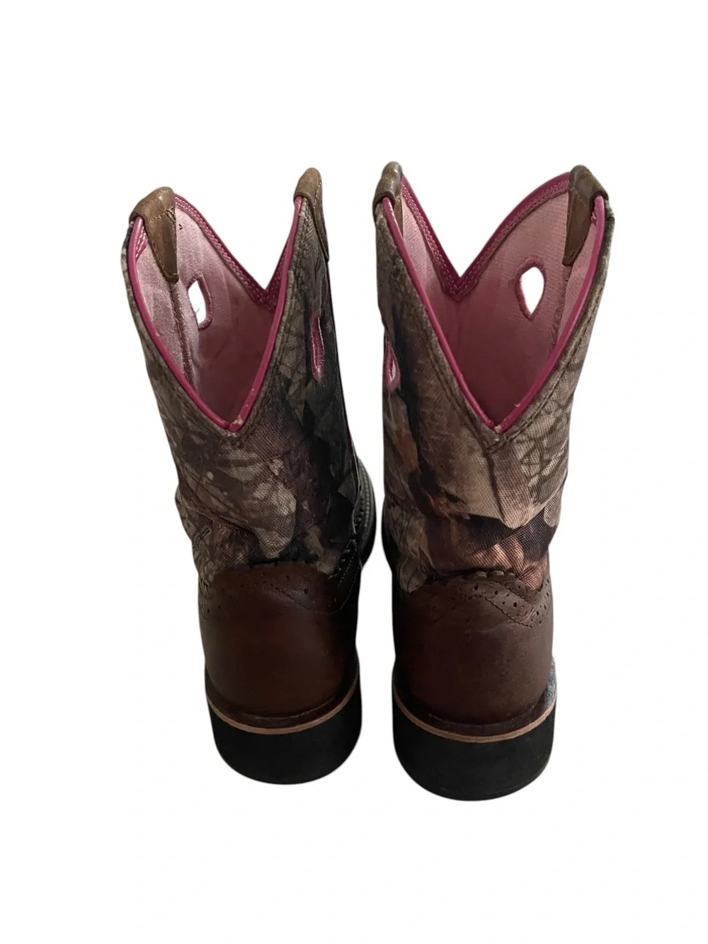 Ariat Brown Leather Western Boots with Pink Lined Shaft